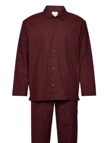 L/S Button Down Pant Set Burgundy Calvin Klein