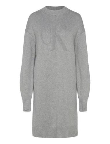 Ck Intarsia Loose Sweater Dress Grey Calvin Klein Jeans