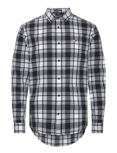 Tjm Reg Poplin Check Shirt Black Tommy Jeans