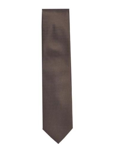 Polyester Tie With Dots 7 Cm Khaki Lindbergh Black