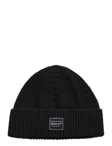 Cotton Ribbed Beanie Black GANT