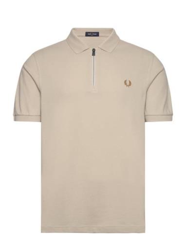 Sport1 Zip Neck Polo Beige Fred Perry