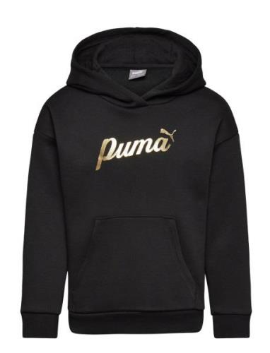 Ess+ Script Metallic Hoodie Fl G Black PUMA