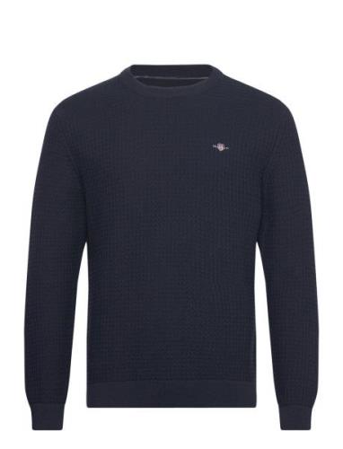 Cotton Textured C-Neck Navy GANT