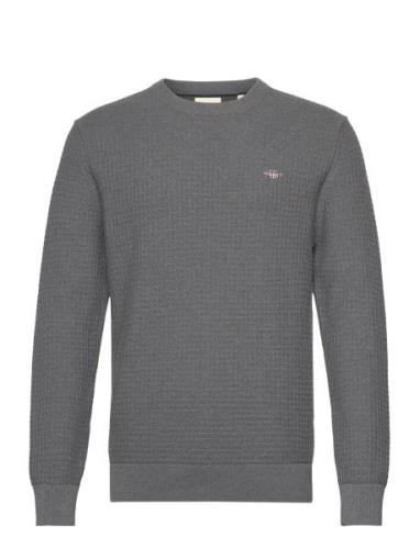 Cotton Textured C-Neck Grey GANT