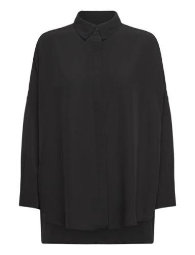 Caprina Crepe Ls Button Shirt Black French Connection