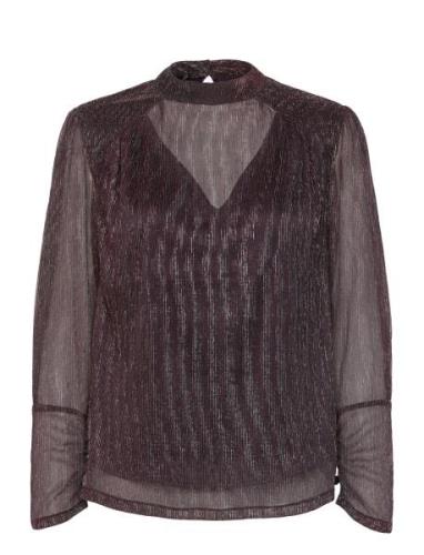 Lurex High Neck Top Burgundy Scotch & Soda