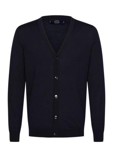 100% Merino Wool Medium-Knit Cardigan Black Mango