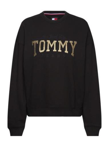 Tjw Nw Bxy Glitter Varsity Crew Black Tommy Jeans