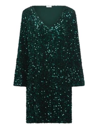 Vifaith V-Neck L/S Sequin Dress/Vol Green Vila