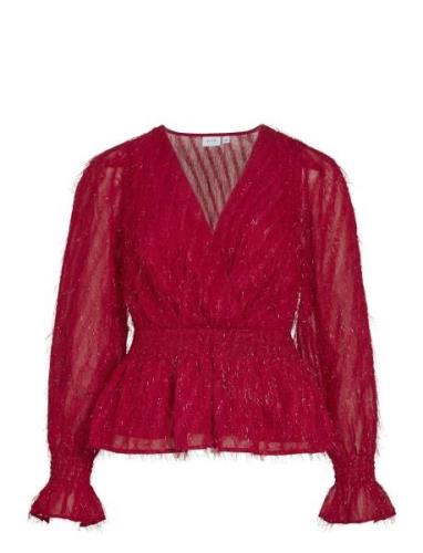 Vifeather L/S V-Neck Top /Ka Red Vila