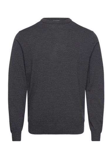 100 % Merino Crew Neck Knit Grey Lindbergh Black