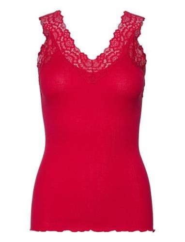 Organic Top W/ Lace Red Rosemunde