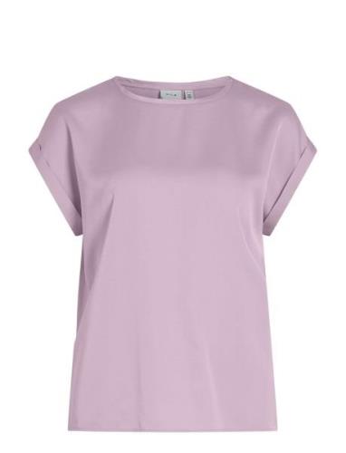 Viellette S/S Satin Top - Noos Pink Vila