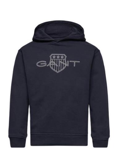 Relaxed Contrast Shield Hoodie Navy GANT