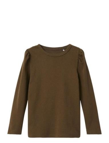 Nmfnigella Ls Slim Top Brown Name It