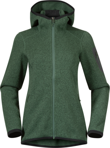 Bergans Women's Kamphaug Knitted Hoodie Dark Jade Green