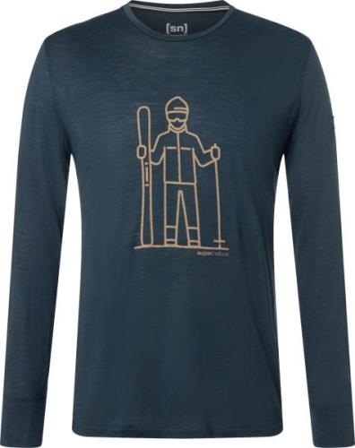 super.natural Men's Skieur Long Sleeve Blueberry/Cumin