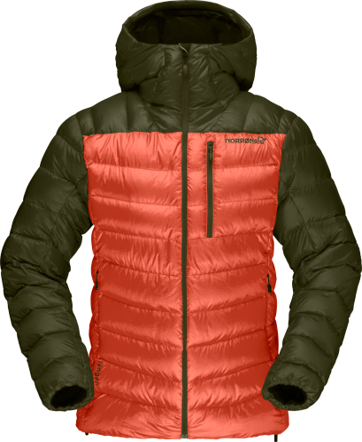 Norrøna Women's Lyngen Down850 Hood Olive Night/Orange Alert