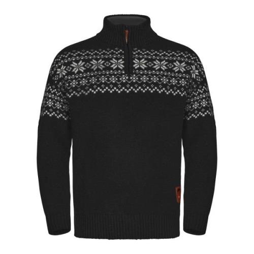 Gridarmor Men's Snøkrystall Half Zip Ullgenser Black/White