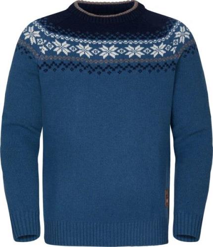 Gridarmor Men's Snøkrystall Round Neck Ullgenser Blue/White/Navy