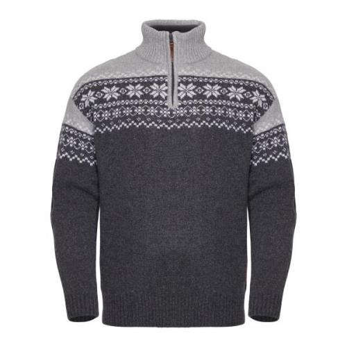 Gridarmor Men's Snøkrystall Half Zip Ullgenser Dark Grey/Light Grey/Wh...