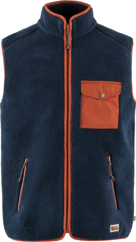 Fjällräven Men's Vardag Pile Fleece Vest Navy-Autumn Leaf