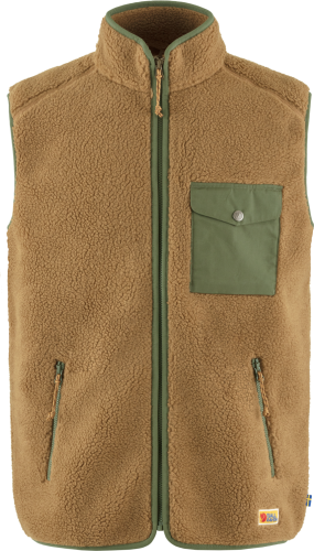 Fjällräven Men's Vardag Pile Fleece Vest Buckwheat Brown-Laurel Green