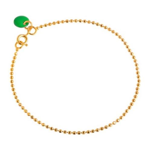 Enamel Ball Chain Green Armbånd 18 kt. Gullbelagt sølv B16G-Green