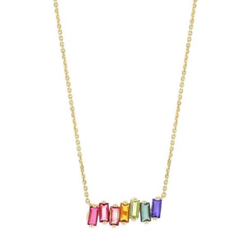 Suzanne Kalan Rainbow Baguette Bar Halskjede 14 kt. Gull PN414-YGRBW