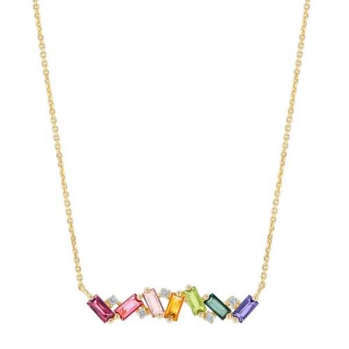 Suzanne Kalan Franesia Rainbow Bar Halskjede 14 kt. Gull 0,05 ct. PN50...