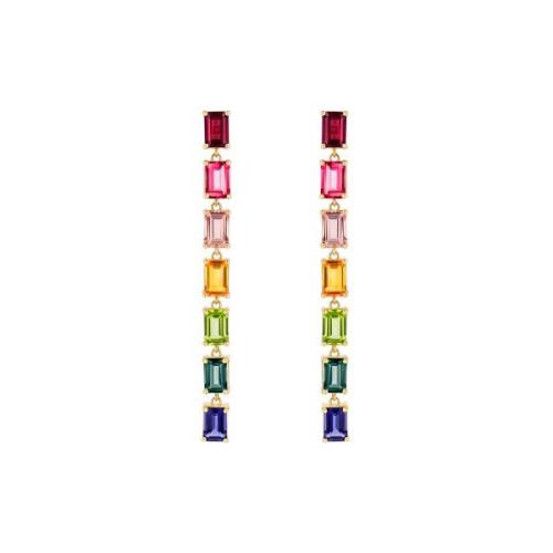 Suzanne Kalan Gemma Rainbow Drop Øredobber 14 kt. Gull PE653-YGRBW