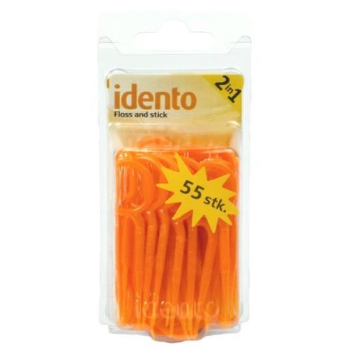 Idento Floss and Stick 2 in 1 Orange   55 stk.