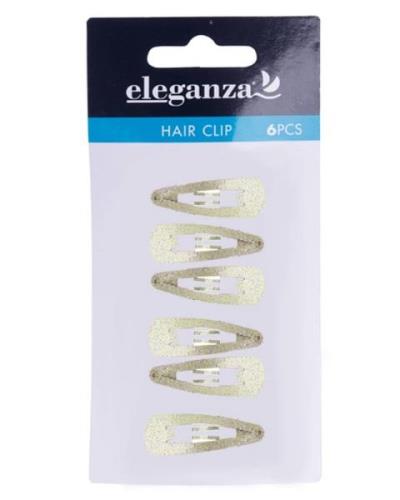 Eleganza Hair Clip Gold Glitter 3cm   6 stk.