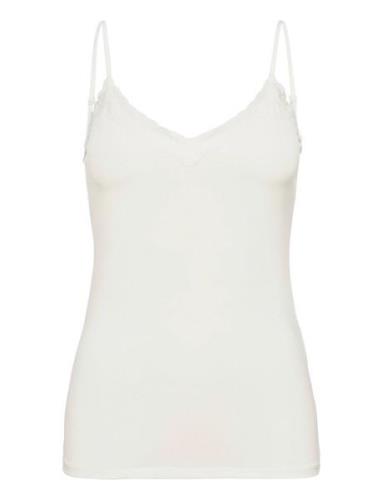 Pckate Lace Singlet Noos Topp White Pieces