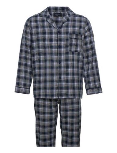 Mens Flanell Pyjama Pyjamas Blue TOPECO