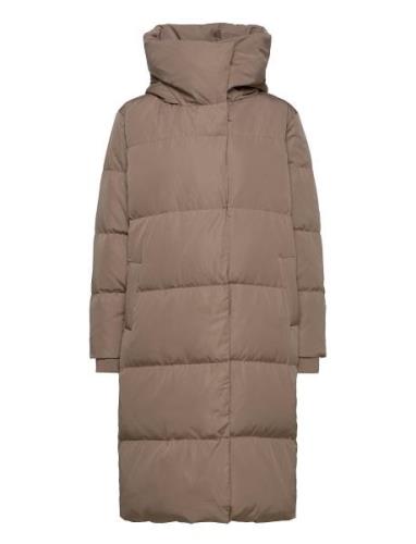 Objlouise Long Down Jacket Noos Fôret Kåpe Beige Object