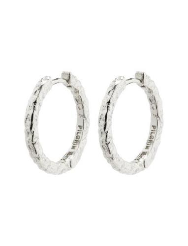 Elanor Rustic Texture Hoop Earrings Silver-Plated Accessories Jeweller...