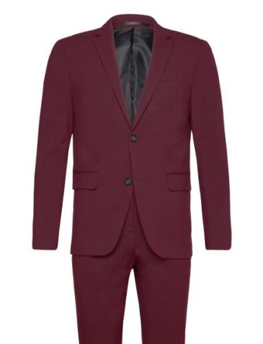 Plain Mens Suit - Normal Length Dress Burgundy Lindbergh