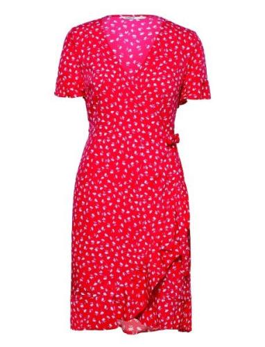 Onlolivia S/S Wrap Dress Wvn Noos Kort Kjole Red ONLY