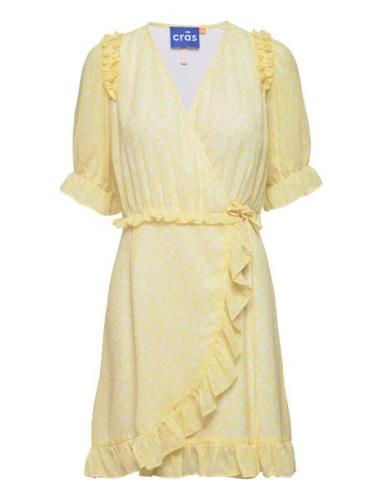 Haleycras Wrap Dress Kort Kjole Yellow Cras