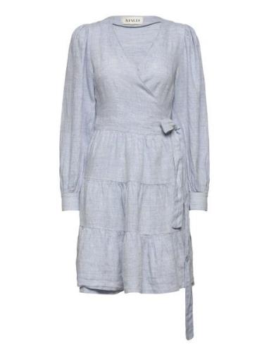 Agnes Linen Dress Kort Kjole Blue MAUD