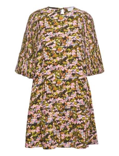 Slfevie 3/4 Plisse Dress B Kort Kjole Multi/patterned Selected Femme