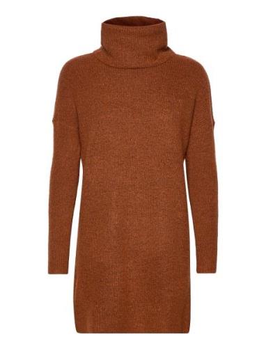 Onljana L/S Cowlnck Dress Wool Knt Noos Kort Kjole Brown ONLY