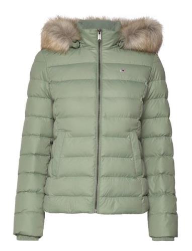 Tjw Basic Hooded Down Jacket Fôret Jakke Green Tommy Jeans