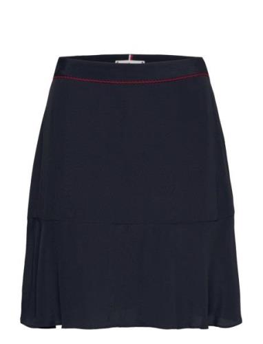 Vis Crepe Solid Short Skirt Kort Skjørt Navy Tommy Hilfiger