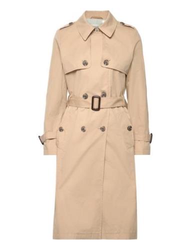Double-Breasted Trench Coat With Belt Trench Coat Kåpe Beige Esprit Ca...
