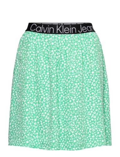 Logo Elastic Mini Skirt Kort Skjørt Green Calvin Klein Jeans