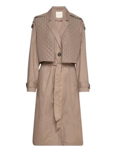 Fqtuksy-Jacket Trench Coat Kåpe Brown FREE/QUENT