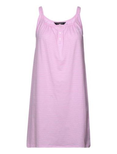Lrl Double Strap Button Gown Nattkjole Pink Lauren Ralph Lauren Homewe...